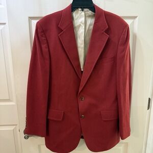John Weitz VTG 100% Wool Blazer Red Tailored In USA 2 Buttons Pockets